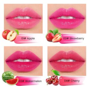 evpct 4Pcs Apple Strawberry Watermelon Cherry Korean Water Pink Red Lip Tint Lip Inks Stain Set for Lips Cheeks Long Wear tintas de labios tinte para labios tinta de labios de larga duracion duración