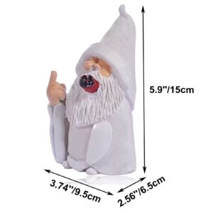 Lethogety Middle Finger Figurine Ornaments, Funny Garden Gnomes Outdoor Statues 5.9 Inch Naughty Smoking Wizard Dwarf Sculpture Decoration for Lawn Patio Outside Yard Decor Housewarming Easter Gift