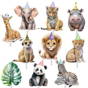 candy chef safari animal cupcake toppers, 24pcs, jungle themed decorations for baby shower supplies