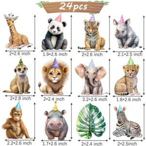 CANDY CHEF Safari Animal Cupcake Toppers, 24Pcs, Jungle Themed Decorations for Baby Shower Supplies