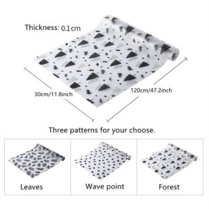 Waterproof Shelf Liner Cover Non Slip Non Adhesive Flower Printed Cabinets Liners for Kitchen Drawer Refrigerator 2 Rolls (12 * 94.5 inch) (Forest)