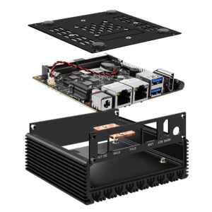 CWWK X86-P2 Fanless Mini PC J4125 Quad Core 2X i226-V 2.5G Nics Firewall Computer NVMe 2xUSB3.0 Industrial Soft Router. (8G RAM 128G SSD)