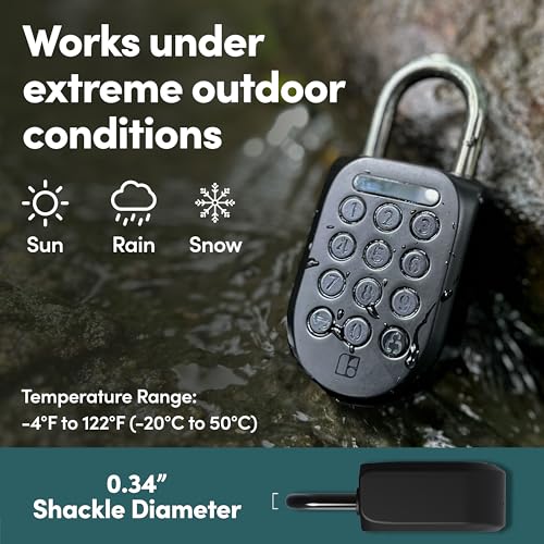 igloohome New Smart Padlock 2 (SP2), The Toughest Smart Padlock – Generate Access from Anywhere with The Mobile app (iOS/Android) – No WiFi Needed, Waterproof & Rechargeable