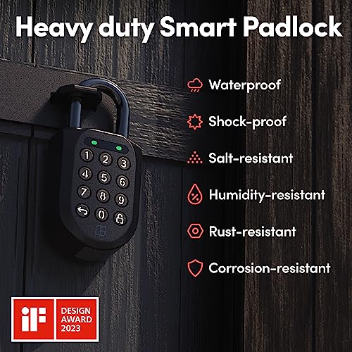 igloohome New Smart Padlock 2 (SP2), The Toughest Smart Padlock – Generate Access from Anywhere with The Mobile app (iOS/Android) – No WiFi Needed, Waterproof & Rechargeable