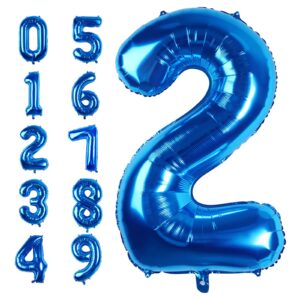 waenerec number balloons 40 inch blue number 2 balloon large helium foil mylar balloons for birthdays party decorations/wedding/anniversary/graduations/baby shower