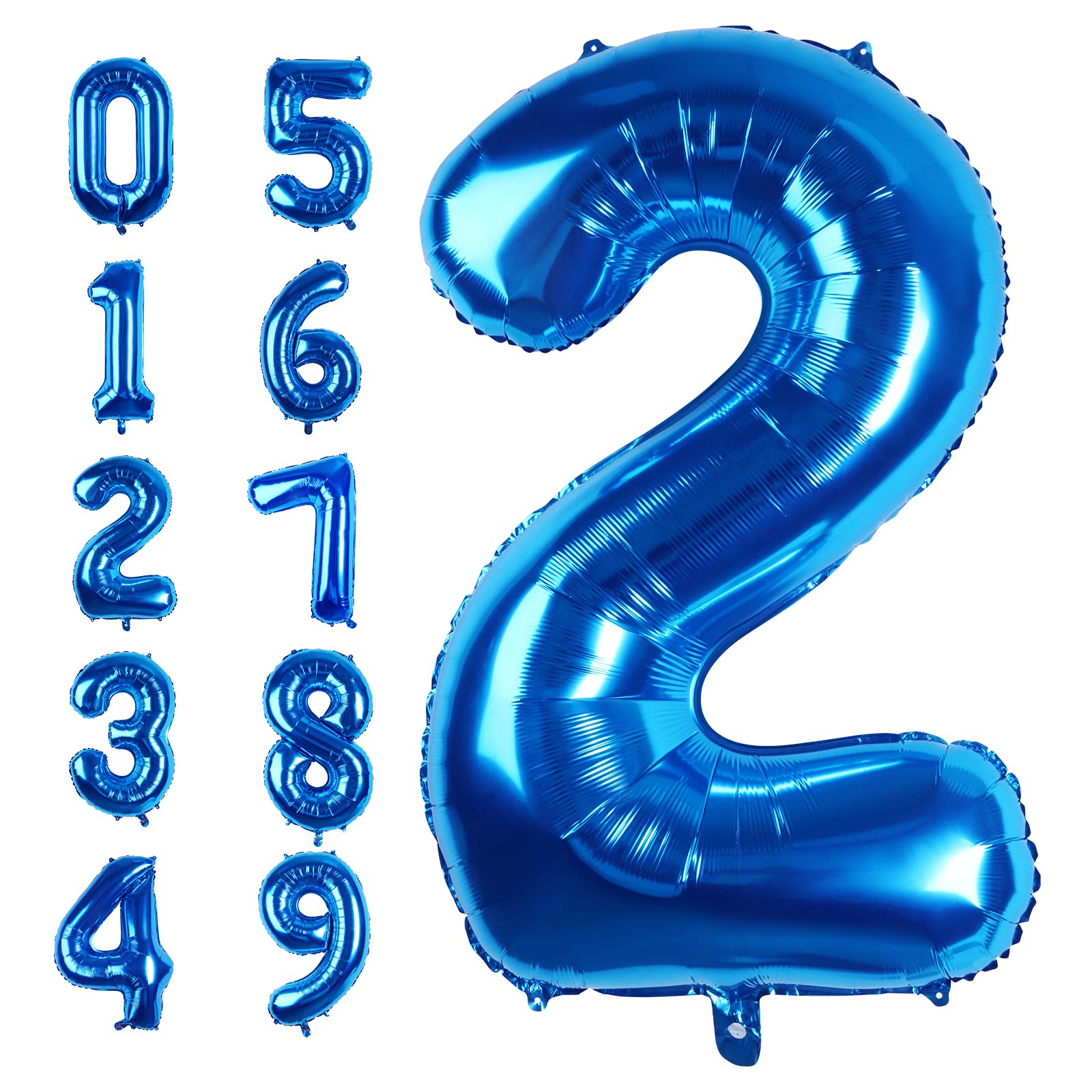 Waenerec Number Balloons 40 Inch Blue Number 2 Balloon Large Helium Foil Mylar Balloons For Birthdays Party Decorations/Wedding/Anniversary/Graduations/Baby Shower