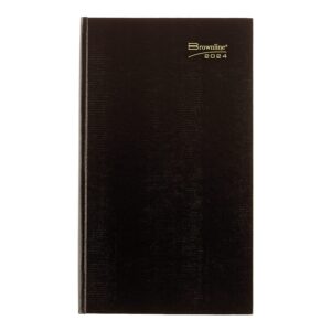 brownline 2024 traditional daily planner, untimed journal, 12 months, january to december, perfect binding, 13.375" x 7.875", black (c551.blk-24)