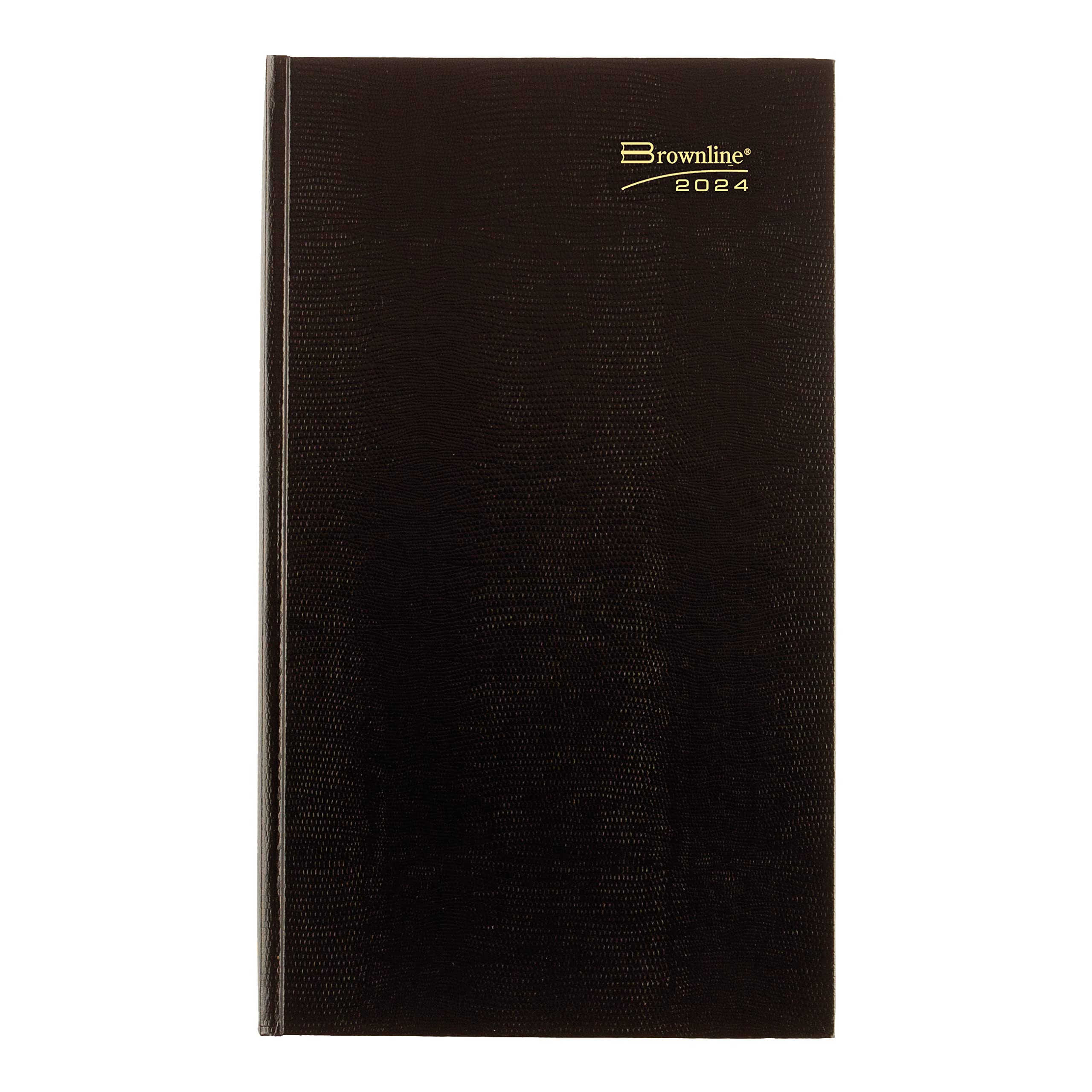 Brownline 2024 Traditional Daily Planner, Untimed Journal, 12 Months, January to December, Perfect Binding, 13.375" x 7.875", Black (C551.BLK-24)