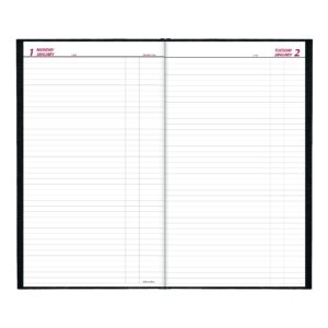 Brownline 2024 Traditional Daily Planner, Untimed Journal, 12 Months, January to December, Perfect Binding, 13.375" x 7.875", Black (C551.BLK-24)