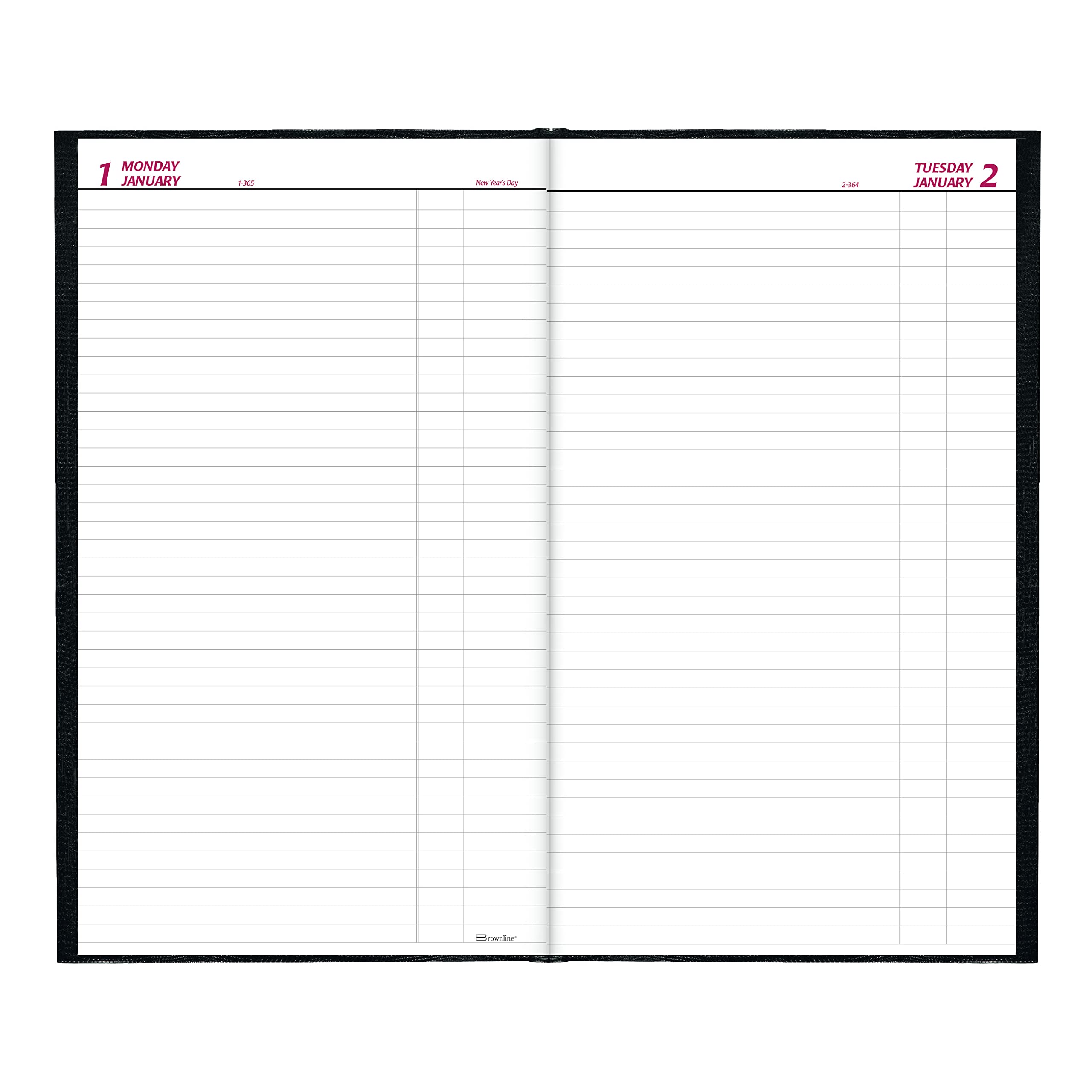 Brownline 2024 Traditional Daily Planner, Untimed Journal, 12 Months, January to December, Perfect Binding, 13.375" x 7.875", Black (C551.BLK-24)