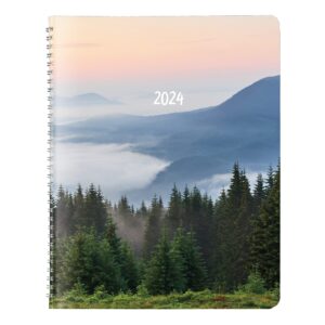 brownline 2024 essential monthly planner, 14 months, december 2023 to january 2025, twin-wire binding, 11" x 8.5", mountain green (cb1262g.03-24)