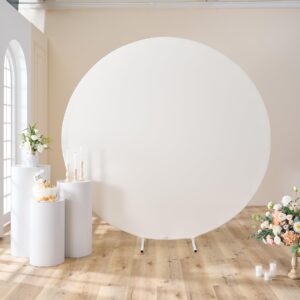 7.5ft Ivory Round Backdrop Cover Suitable for 7.5ft Circle Stand,Polyester Pure Ivory Birthday Party Wedding Photography Circle Arch Backdrop Cover