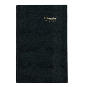 brownline 2024 traditional daily/monthly planner, untimed journal, 12 months, january to december, perfect binding, 7.5" x 5", black (cb387.blk-24)