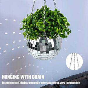 Disco Ball Planter, 6" Creative Mirror Ball Hanging Planters for Indoor Plants with Chain, Macrame Rope, Wooden Stand, Disco Ball Plant Hanger for Valentine's Decorations Hanging Plant, 1 piece