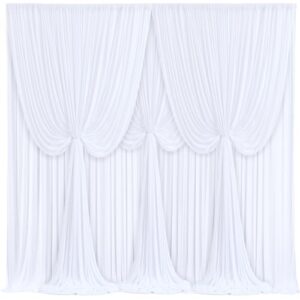 4 panels white backdrop curtains for wedding party wrinkle free backdrops curtain drapes fabric decorations photo back drop cloth for baby shower photography stage reception 20ft(w) x 12ft(h)