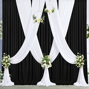 4 Panels White Backdrop Curtains for Wedding Party Wrinkle Free Backdrops Curtain Drapes Fabric Decorations Photo Back Drop Cloth for Baby Shower Photography Stage Reception 20ft(W) x 12ft(H)