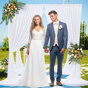 4 Panels White Backdrop Curtains for Wedding Party Wrinkle Free Backdrops Curtain Drapes Fabric Decorations Photo Back Drop Cloth for Baby Shower Photography Stage Reception 20ft(W) x 12ft(H)