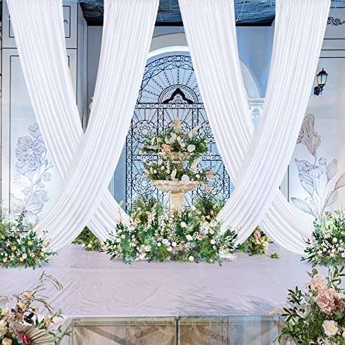 4 Panels White Backdrop Curtains for Wedding Party Wrinkle Free Backdrops Curtain Drapes Fabric Decorations Photo Back Drop Cloth for Baby Shower Photography Stage Reception 20ft(W) x 12ft(H)