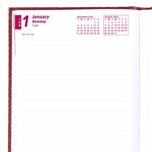 brownline 2024 traditional daily/monthly planner, untimed journal, 12 months, january to december, perfect binding, 8.25" x 5.75", bright red (cb389.red-24)