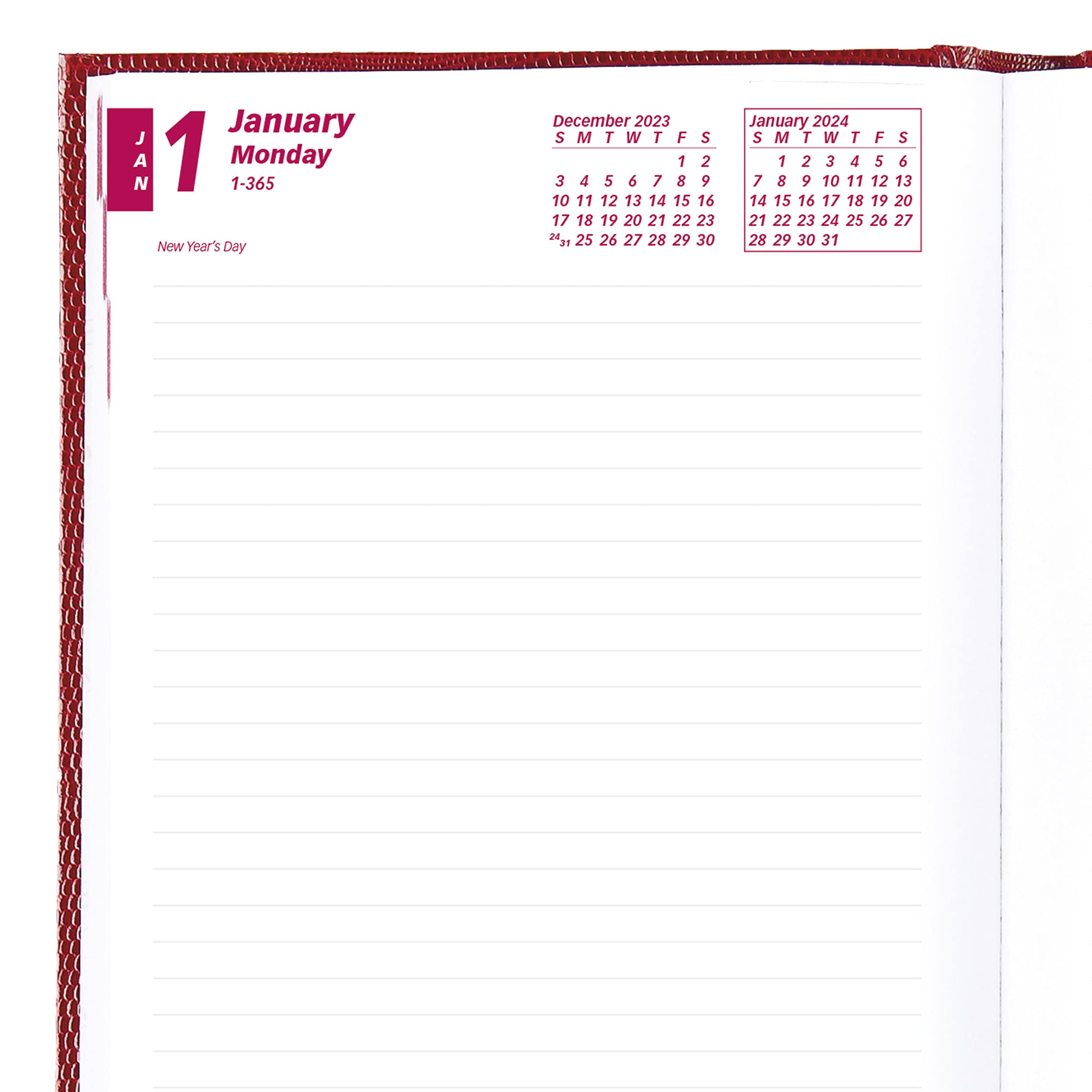 Brownline 2024 Traditional Daily/Monthly Planner, Untimed Journal, 12 Months, January to December, Perfect Binding, 8.25" x 5.75", Bright Red (CB389.RED-24)