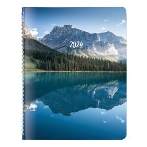 brownline 2024 essential monthly planner, 14 months, december 2023 to january 2025, twin-wire binding, 11" x 8.5", mountain blue (cb1262g.04-24)