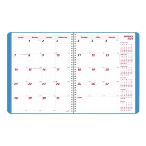 Brownline 2024 Essential Monthly Planner, 14 Months, December 2023 to January 2025, Twin-Wire Binding, 11" x 8.5", Mountain Blue (CB1262G.04-24)