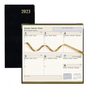 brownline 2024 executive weekly pocket planner, appointment book, 12 months, january to december, horizontal, sewn binding, 6.75" x 3.1875", trilingual, black (cbe306-24)