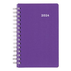 brownline 2024 duraflex daily/monthly planner, appointment book, 12 months, january to december, twin-wire binding, 8" x 5", purple (cb634v.pur-24)