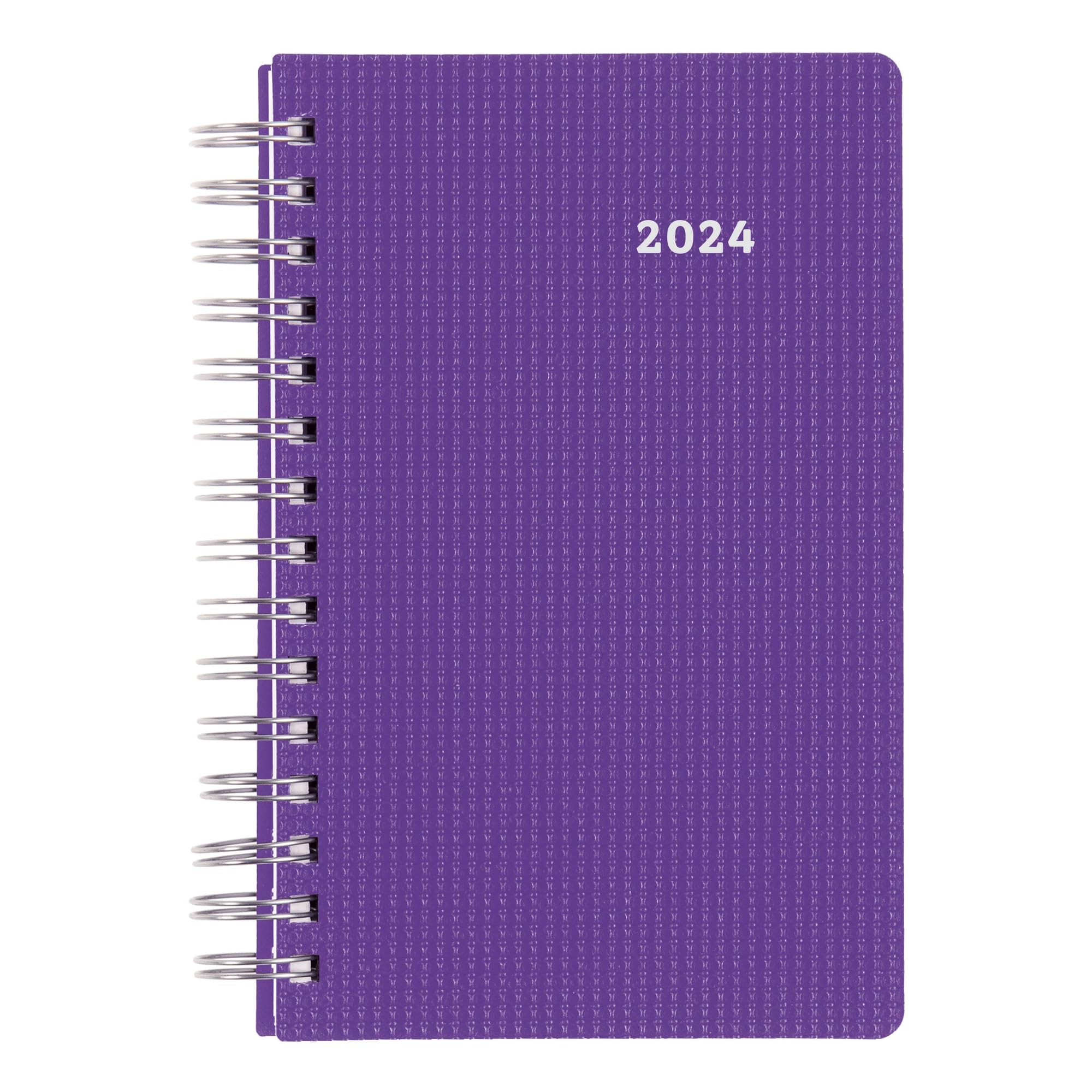 Brownline 2024 DuraFlex Daily/Monthly Planner, Appointment Book, 12 Months, January to December, Twin-Wire Binding, 8" x 5", Purple (CB634V.PUR-24)