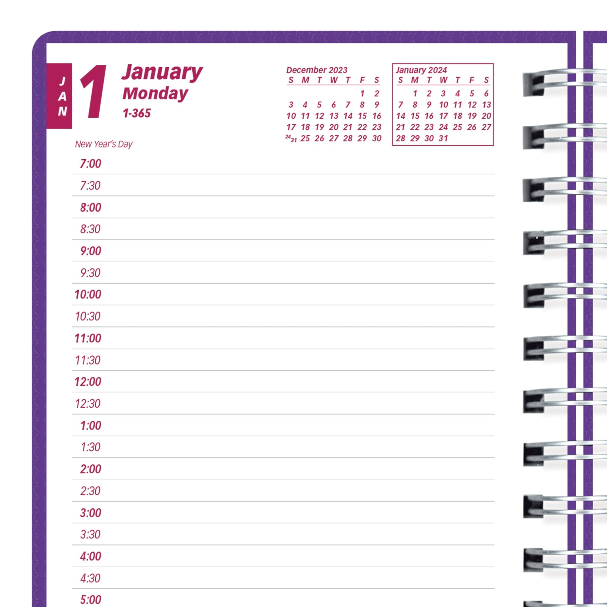 Brownline 2024 DuraFlex Daily/Monthly Planner, Appointment Book, 12 Months, January to December, Twin-Wire Binding, 8" x 5", Purple (CB634V.PUR-24)