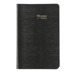 brownline 2024 essential weekly planner, appointment book, 12 months, january to december, twin-wire binding, 8" x 5", black (cb75.blk-24)