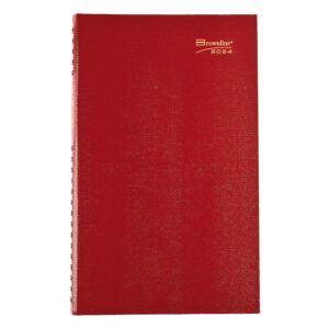 brownline 2024 coilpro daily planner, untimed journal, 12 months, january to december, twin-wire binding, 13.5" x 7.875", bright red (c551c.red-24)