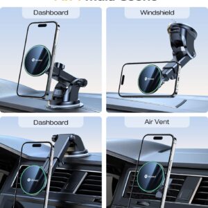 VICSEED for MagSafe Car Mount Dash - [8lbs Powerful Magnets][Long Arm Adjustable] Magnetic Phone Holder for Car Phone Mount for Car 3 in 1 Car Phone Holders for iPhone 15/14/13/12 All Phones