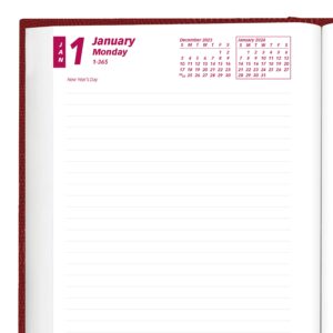 brownline 2024 traditional daily/monthly planner, untimed journal, 12 months, january to december, perfect binding, 7.5" x 5", bright red (cb387.red-24)