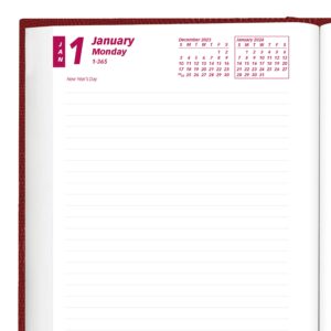 Brownline 2024 Traditional Daily/Monthly Planner, Untimed Journal, 12 Months, January to December, Perfect Binding, 7.5" x 5", Bright Red (CB387.RED-24)