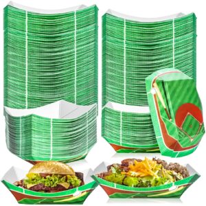 motbach 120 pack baseball theme paper food boat trays, baseball party supplies, 2 lb disposable paper serving boat plate trays for baseball birthday party decorations baseball themed party favors