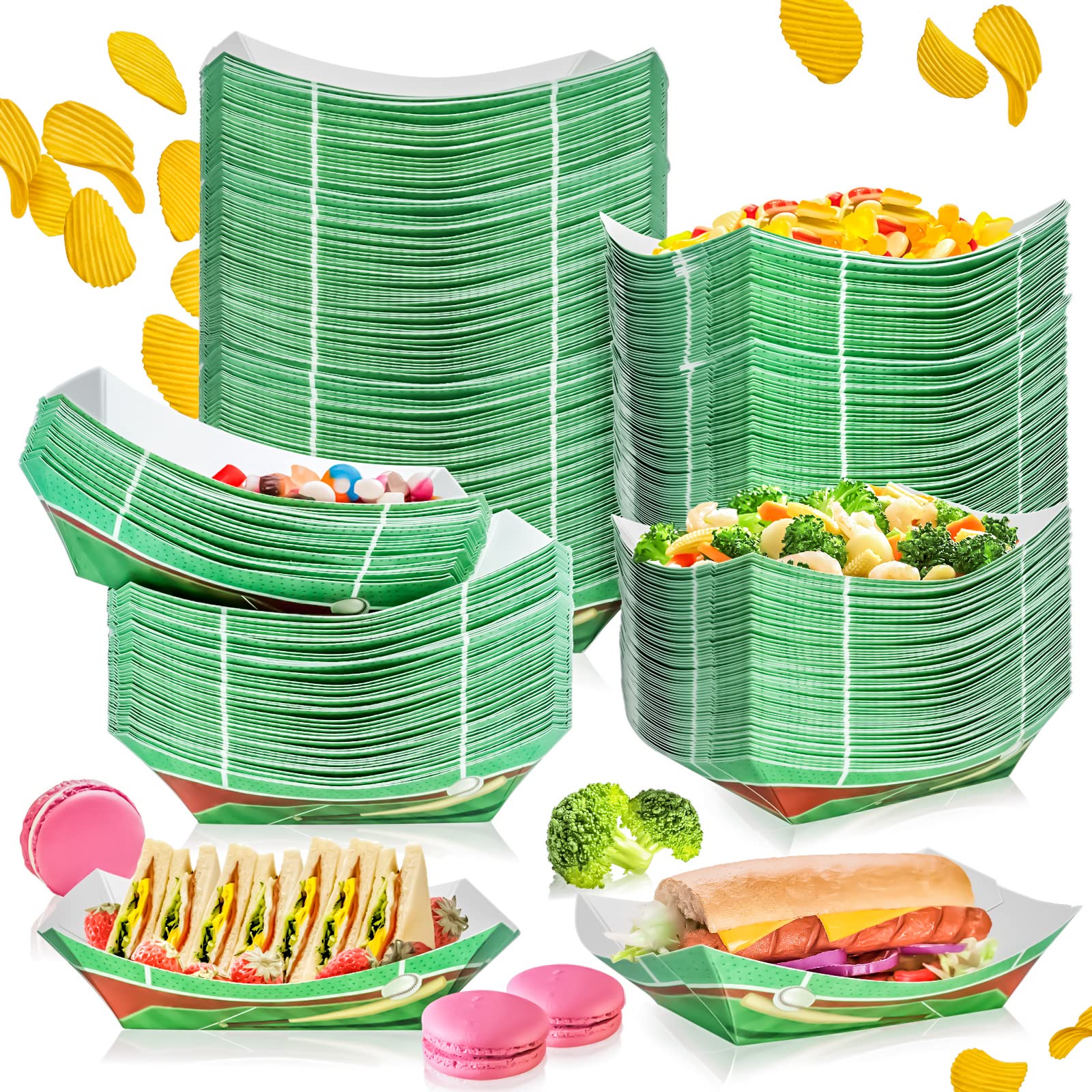 MotBach 120 Pack Baseball Theme Paper Food Boat Trays, Baseball Party Supplies, 2 Lb Disposable Paper Serving Boat Plate Trays for Baseball Birthday Party Decorations Baseball Themed Party Favors