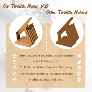 Upgrade Hardwood Tortilla Maker Hardwood Tortilla Maker - 10" Square Wood Flour Tortilla Press for Homemade Mexican Tortillas, Roti, Burritos, Taco and More, Natural Food-Grade wood (beech & Walnut)