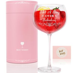 birthday gifts for women, not a day over fabulous wine glass - mothers day gifts for mom her sister best friends female coworker wife aunt teacher girlfriend, wine gifts for women