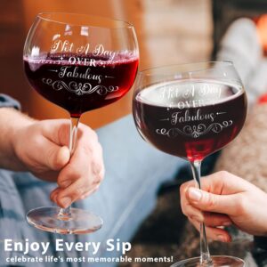 Birthday Gifts for Women, Not A Day Over Fabulous Wine Glass - Mothers Day Gifts for Mom Her Sister Best Friends Female Coworker Wife Aunt Teacher Girlfriend, Wine Gifts for Women