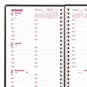 brownline 2024 essential weekly/monthly planner, 12 months, january to december, twin-wire binding, 8.5" x 6.75", black (cb850.blk-24)