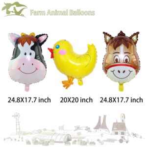 5 PCS Farm Animal Balloons, Farm Birthday Party Decorations Cow Donkey Sheep Pig Chicken Foil Mylar Birthday Balloons for Wedding Baby Shower Farm Party Supplies