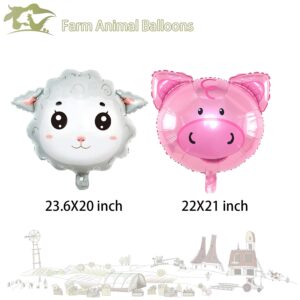 5 PCS Farm Animal Balloons, Farm Birthday Party Decorations Cow Donkey Sheep Pig Chicken Foil Mylar Birthday Balloons for Wedding Baby Shower Farm Party Supplies