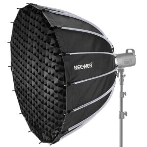neewer 47.2inch/120cm parabolic softbox quick set up quick folding, with diffusers/honeycomb grid/bag, compatible with aputure 120d light dome godox sl60w neewer rgb cb60 and other bowens mount lights
