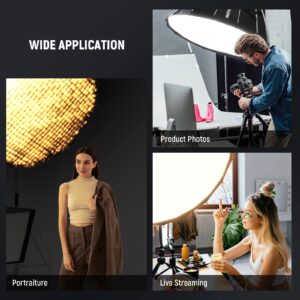 NEEWER 47.2inch/120cm Parabolic Softbox Quick Set up Quick Folding, with Diffusers/Honeycomb Grid/Bag, Compatible with Aputure 120d Light Dome Godox sl60w NEEWER RGB CB60 and Other Bowens Mount Lights