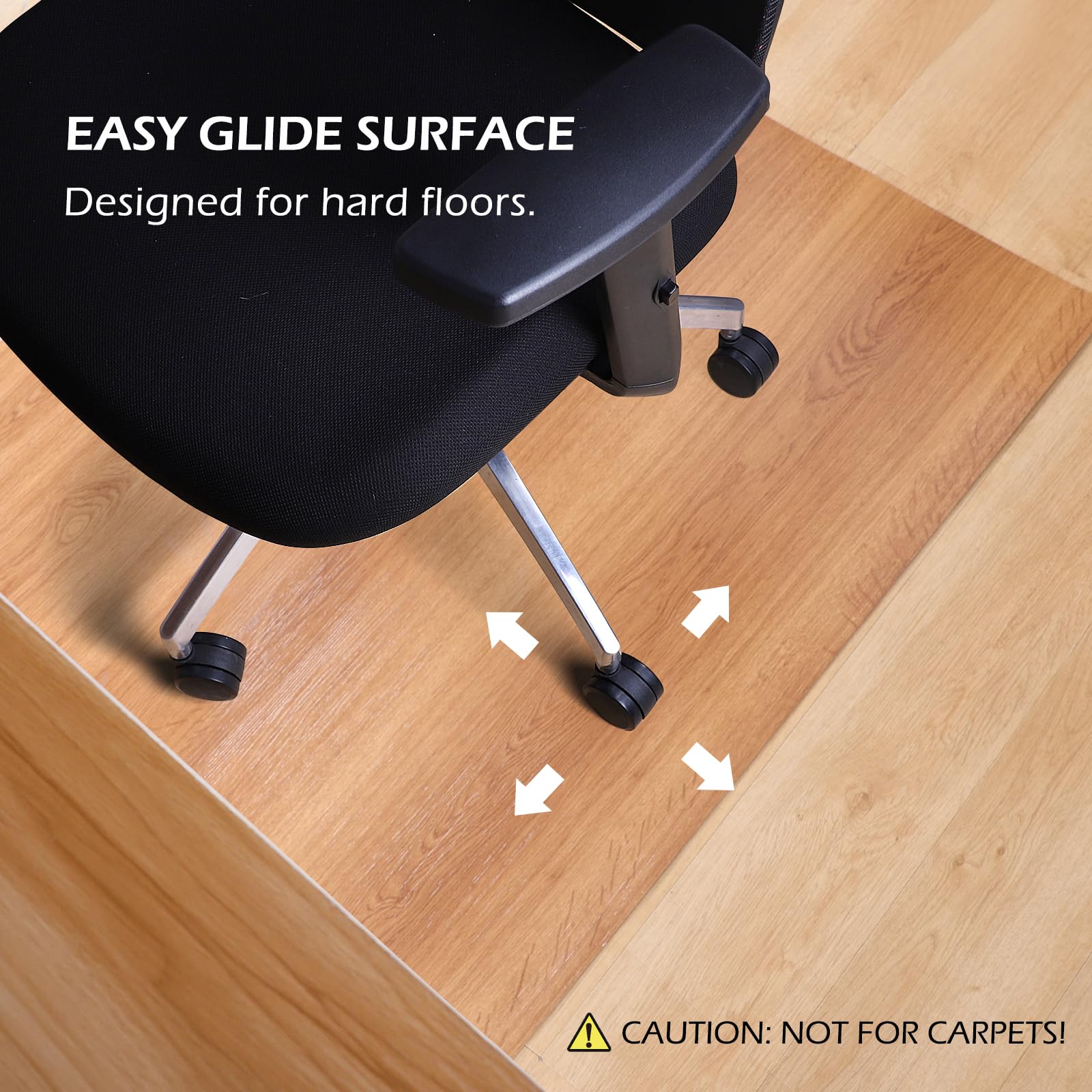 SALLOUS Chair Mat for Hard Floors, 47" x 36" Vinyl Office Chair Mat for Hardwood, Slip-Resistant Floor Protector Desk Chair Mat for Home Office, Gaming Chair Mat for Hard Surface (Black)