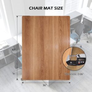 SALLOUS Chair Mat for Hard Floors, 47" x 36" Vinyl Office Chair Mat for Hardwood, Slip-Resistant Floor Protector Desk Chair Mat for Home Office, Gaming Chair Mat for Hard Surface (Black)