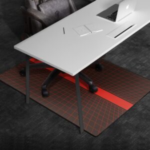Dowinx Office Chair Mat for Hardwood Floor, Computer Gaming Chair Mat for Hard Floors, Under Desk Chair Rug Anti-Slip for Tile, Rolling Chair Floor Protector for Home Office, Black and Red (48"*36")