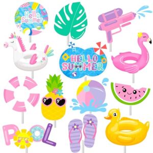 36pcs summer pool cupcake toppers pool party decorations swimming pool cupcake toppers water pool themed birthday cake picks for swimming baby shower party supplies