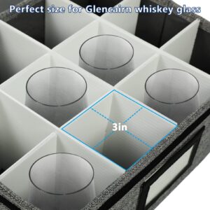 HURZMORO Storage Box for Whisky Glass,12 Whiskey Glasses Holder for Organizer, Fully-Padded Inside with Sturdy Construction, Packing Boxes with Dividers for Moving Whiskey Gift (12 compartments)